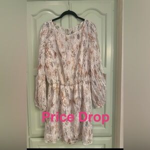 White House Black Market Striped Dress in Cream and Brown